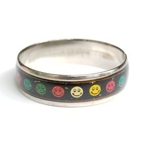 Black Ring with Smile faces Vintage